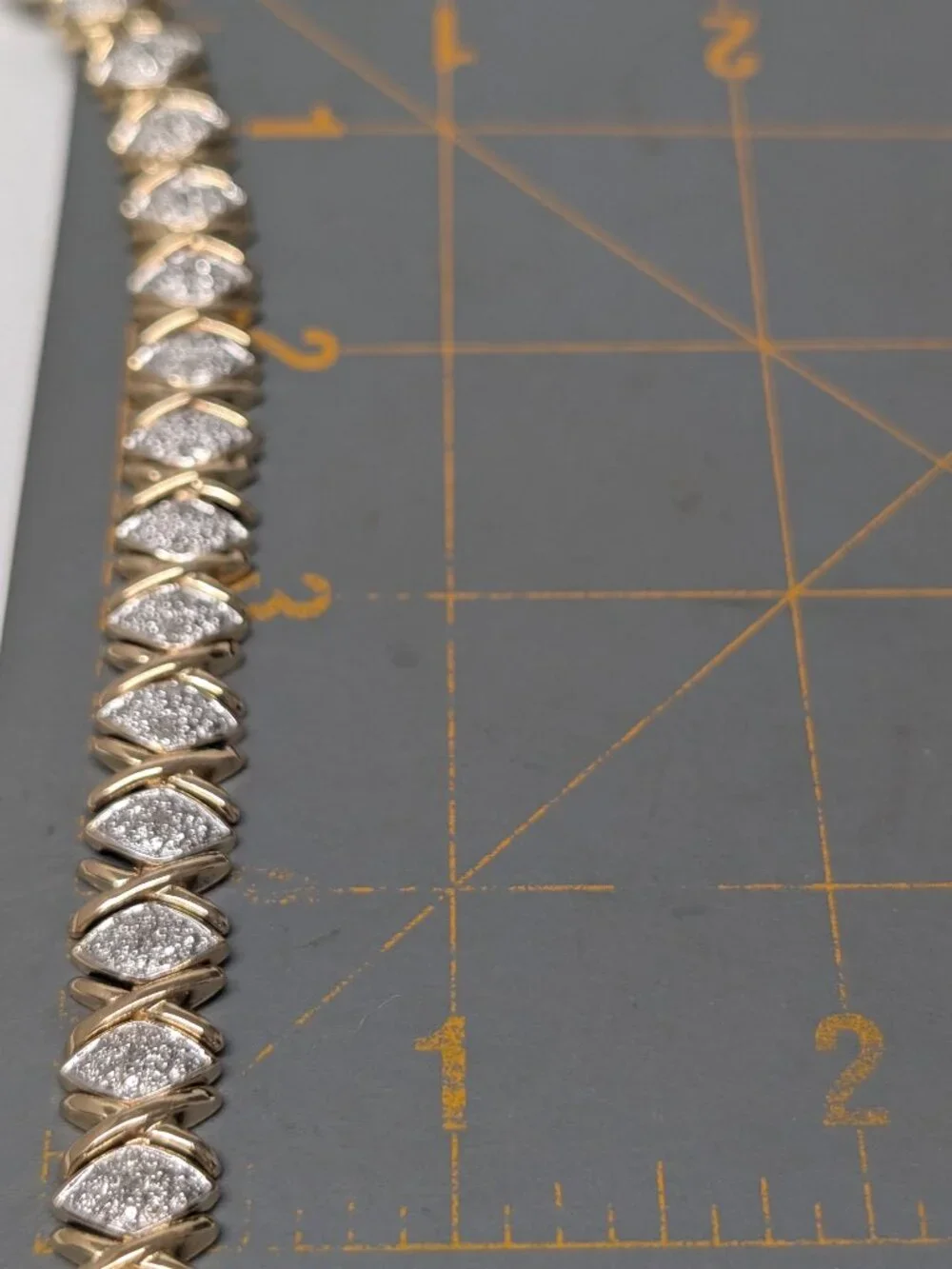 Sterling Silver Diamond XO Link Gold Plated Tennis Bracelet 7.5 Inches